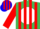 Silk - Emerald green, white disc, red and blue emblem, yellow and red stripes on sleeves