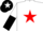 Silk - White, red star, white and black halved sleeves, black cap, white star