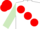 Silk - White, large red spots, light green sleeves, red cap