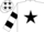 Silk - White, black star, hooped sleeves and stars on cap