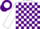 Silk - White, purple blocks, purple 'a' on white ball