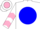 Silk - White, pink 'bf' on blue ball, pink chevrons on slvs