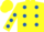 Silk - Yellow, royal blue dots