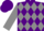 Silk - Purple, purple 'pl' on grey diamonds, grey lightning bolt, grey sleeves