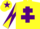 Silk - Yellow, purple cross of lorraine, diabolo on sleeves, purple star on cap