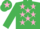 Silk - Emerald green, pink stars, emerald green sleeves, pink star on cap