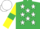 Silk - Emerald Green, White stars, Yellow sleeves, Emerald Green armlets, White cap