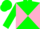 Silk - Hunter green, pink diagonal quarters, pink band on green sleeves