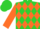 Silk - Lime green with orange 'b' on back, orange diamonds front and back, orange d/p on sleeves