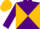 Silk - Purple and gold diagonal quarters, purple and gold cap
