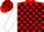 Silk - Red, black  'f' in silver horseshoe, black blocks on white sleeves