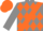 Silk - Grey, orange sash and diamonds, orange diamonds on grey sleeves, orange cap