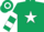 Silk - Dark green, white star, hooped sleeves & cap
