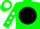 Silk - Green, white 'p' on black ball, white diamonds on sleeves