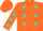 Silk - Fluorescent orange, turquoise polka dots fr & bk