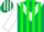 Silk - Dark green, white triangular panel, green stripes on white sleeves
