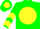 Silk - Green, green 'af' and barn on yellow ball, yellow chevrons on sleeves