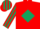 Silk - Red, dark green diamond, striped sleeves and cap