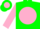 Silk - Green, green 'abj' on pink ball, pink sleeves