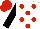 Silk - White, red dots, black sleeves, red cap