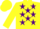 Silk - Yellow, purple stars, purple bars on yellow sleeves, yellow cap