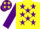 Silk - Yellow, purple stars and sleeves, purple cap, yellow stars