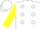 Silk - White, yellow dots, white dots on yellow sleeves, white cap