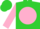 Silk - Lime green, pink ball, yellow band on pink sleeves, lime green cap