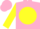 Silk - Pink, pink 'eb' on yellow ball, yellow cuffs on sleeves, pink cap