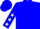 Silk - Blue, blue 'cjd' in white sunburst, white stars on sleeves