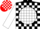 Silk - Black, white ball, red 'bf', white blocks on sleeves