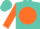 Silk - Turquoise, orange ball, turquoise 's', orange sleeves, two white hoops