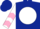 Silk - Dark blue, white ball, pink 'h', white sleeves, pink chevrons