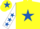 Silk - Yellow, royal blue star, white sleeves, royal blue stars, yellow cap, royal blue star