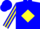 Silk - Blue, 'c' on yellow diamond, yellow diamond stripe on sleeves