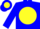Silk - Blue, blue 'ms' on yellow ball
