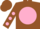 Silk - Brown, pink ball, brown 'blj', pink dots on sleeves, brown cap, pink pompon