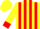 Silk - Yellow, red 'rh' and red stripes on back, red cuffs