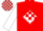 Silk - Red, 'jrd' in white diamond frame, red blocks on white sleeves