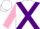 Silk - White, purple cross sashes, pink 'h' & slvs