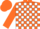 Silk - Orange, white blocks, white 'j' on orange ball, orange cap