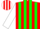 Silk - Red, white, green stripes, white sleeves