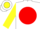 Silk - White, yellow 'cc' in red ball, yellow sleeves