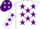 Silk - White, purple stars, purple stars on sleeves