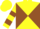 Silk - Yellow and chocolate brown diagonal quarters, yellow sleeves, brown hoop, yellow cap