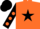 Silk - Orange, black star, black sleeves, orange spots, black cap