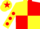 Silk - Yellow and red (quartered), yellow sleeves, red spots, yellow cap, red star