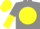 Silk - Gray, lemon yellow ball, gray 'mr', gray and yellow halved sleeves, yellow cap, gray visor and button