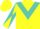 Silk - Yellow, turquoise triangular panel, yellow and turquoise diagonal quartered sleeves, yellow cap