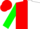 Silk - Red and white halves, green sleeves, red cap